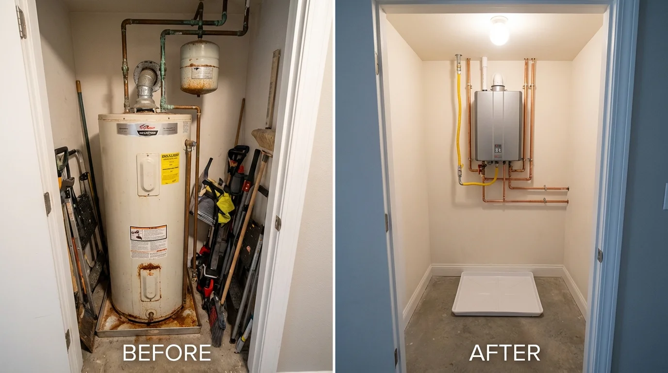 Tank water heater versus wall-mounted tankless unit comparison for Canton, GA homeowners